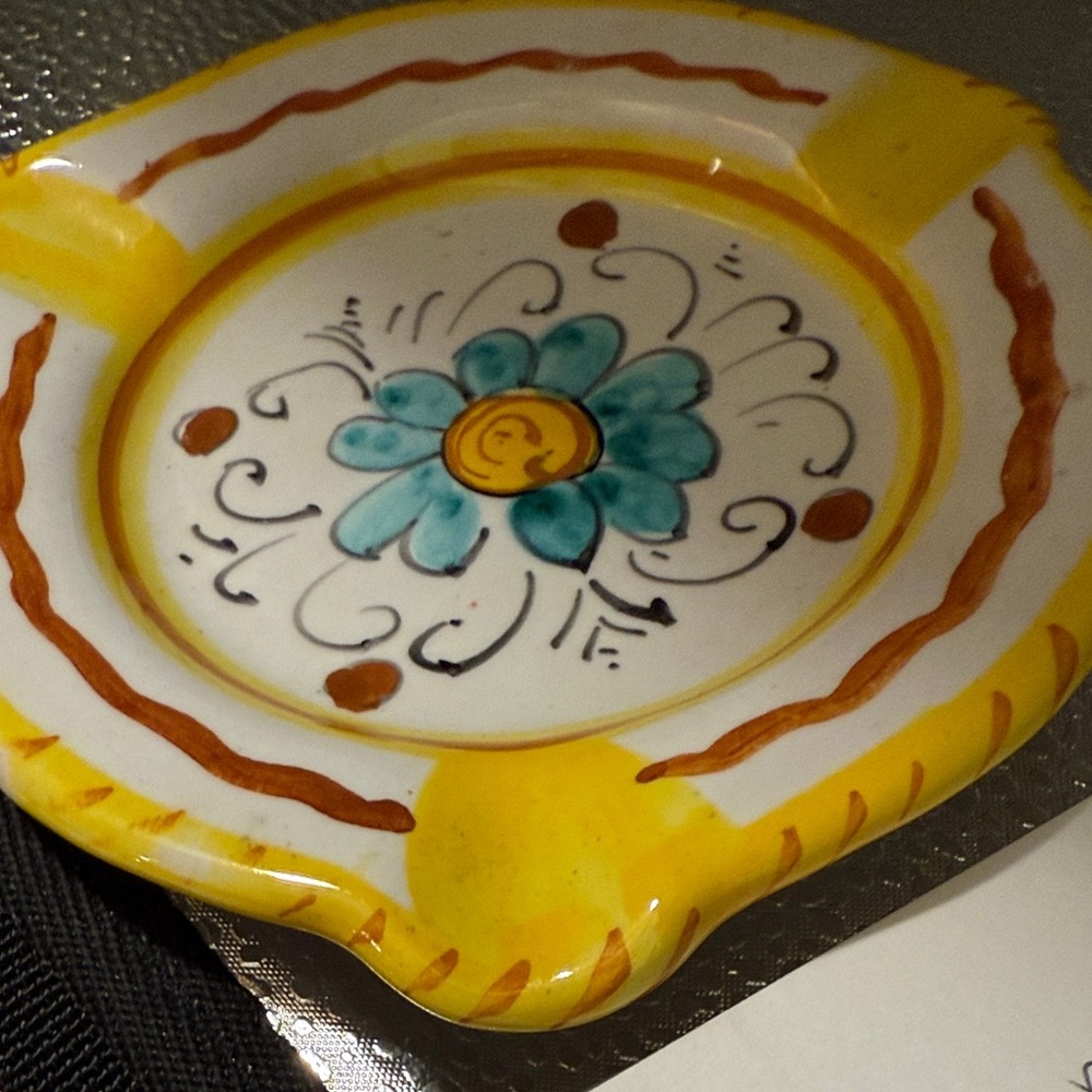 Vintage Hand painted in Italy by M Sambuco ashtray.